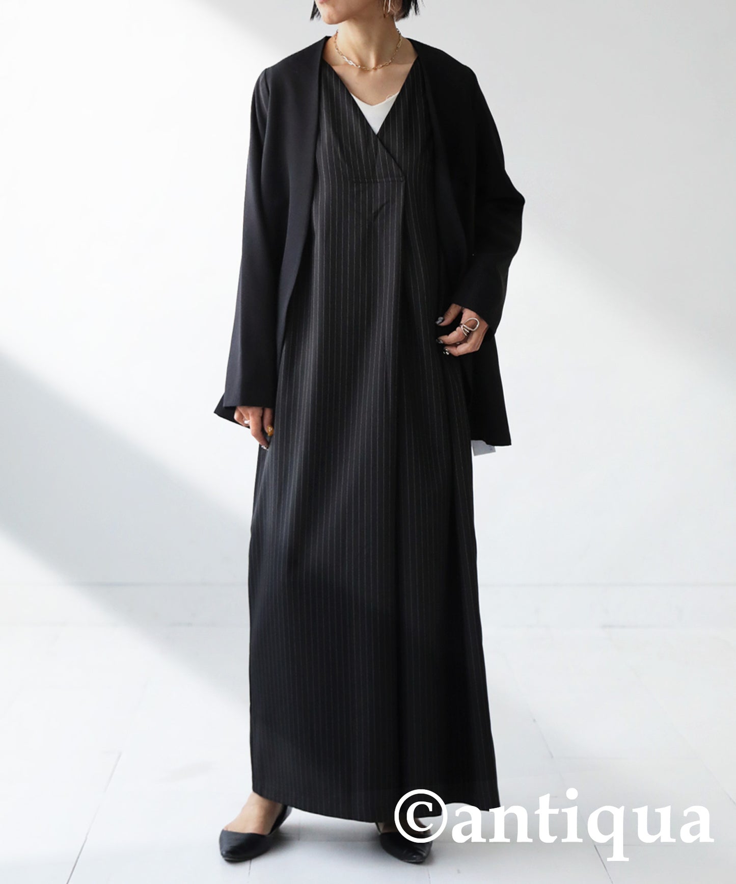 Vertical Striped Ladies full-length Overalls Wide pants