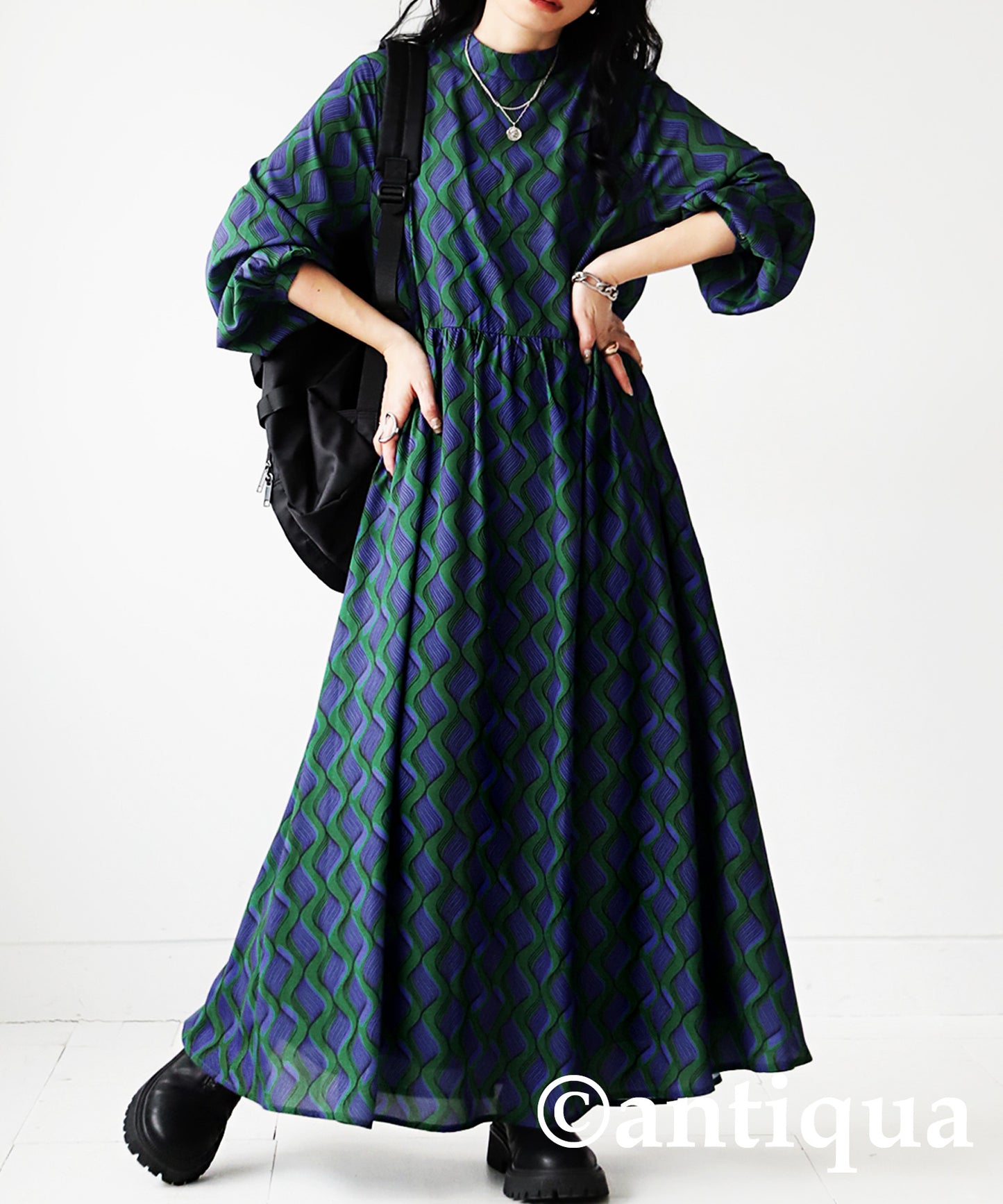 Retro pattern Ladies Long Casual dress