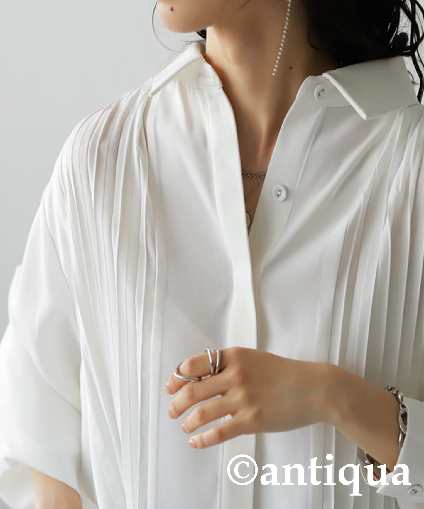 Pleated Ladies Shirt Long-Sleeve