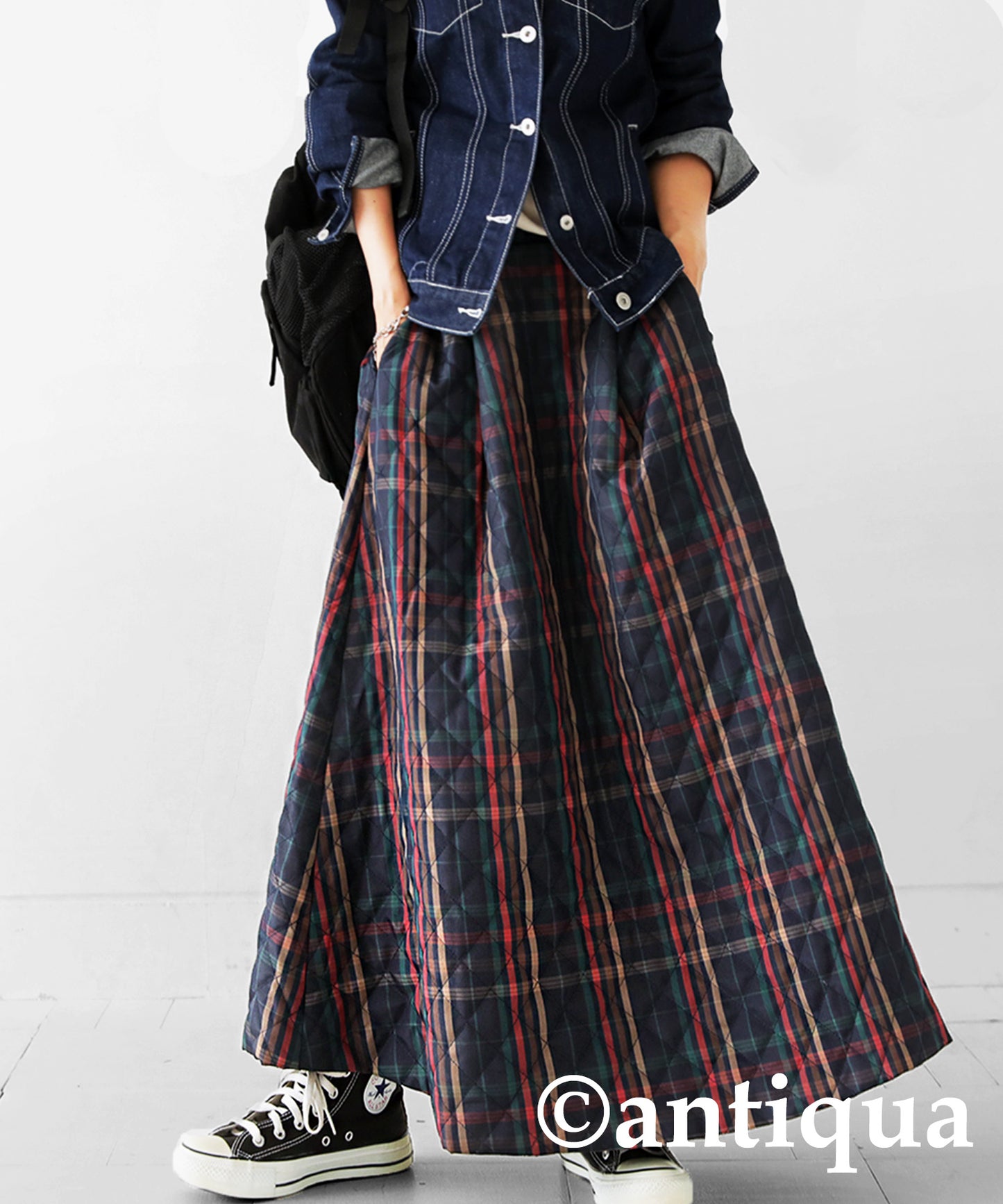 Quilting tartan check skirt Ladies