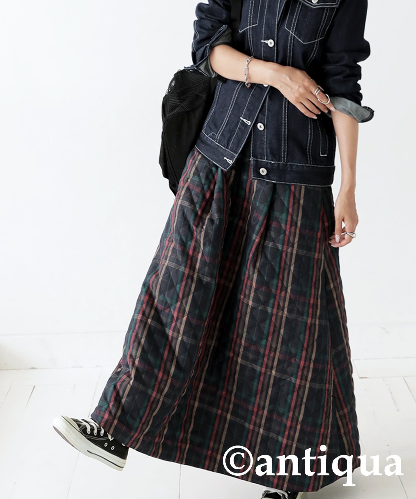 Quilting tartan check skirt Ladies