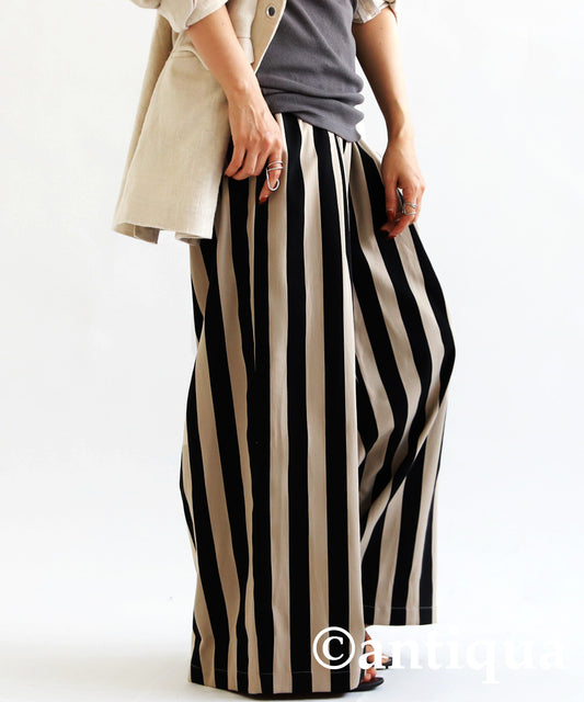 Striped pattern wide pants pants Ladies