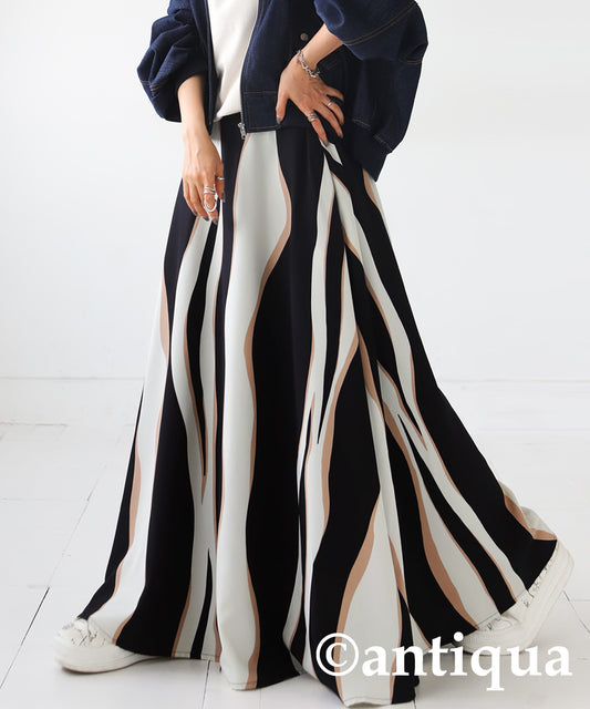 Nuance Striped pattern Flare skirt Ladies
