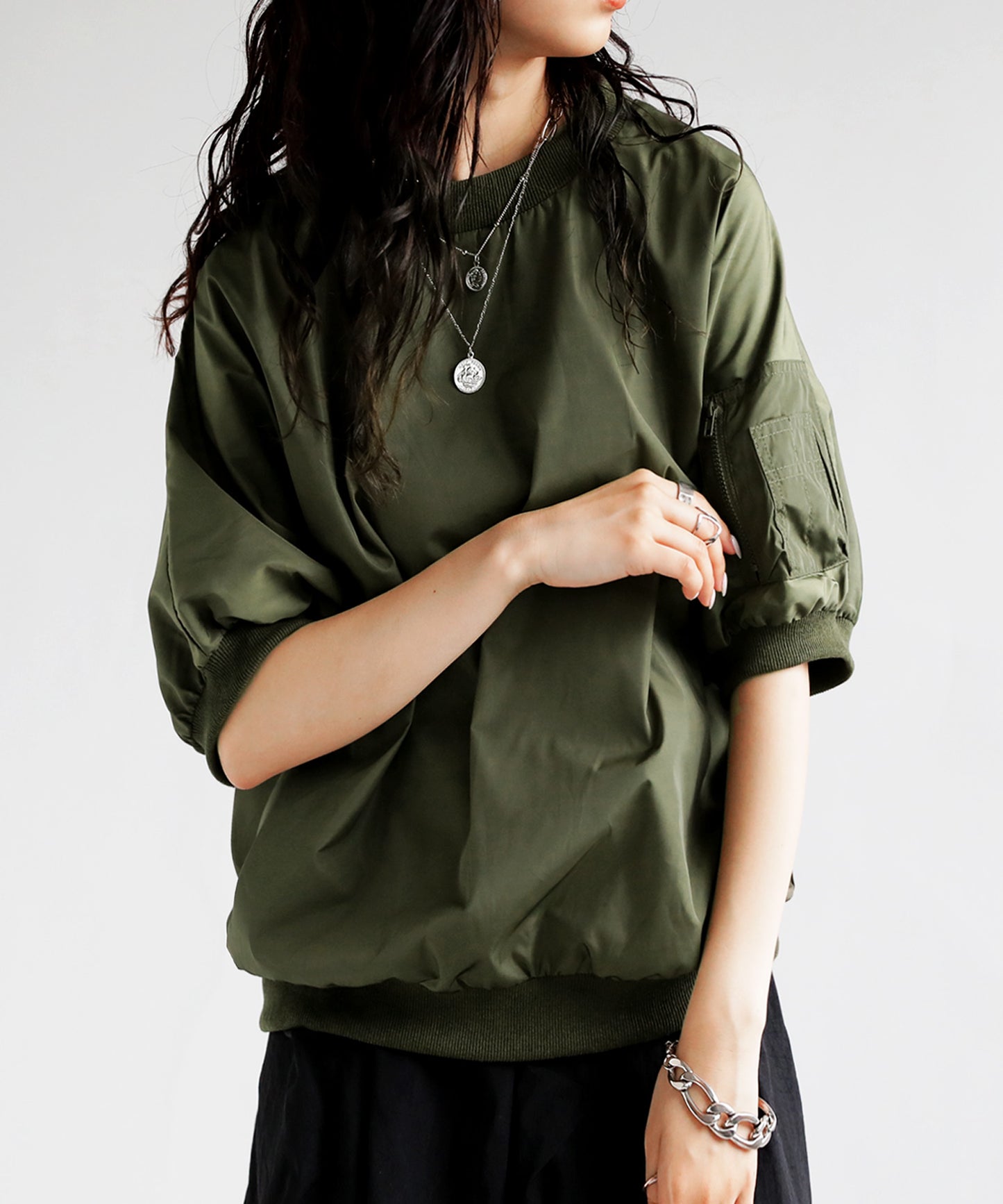 Military MA-1 Dolman sleeve Tops Ladies