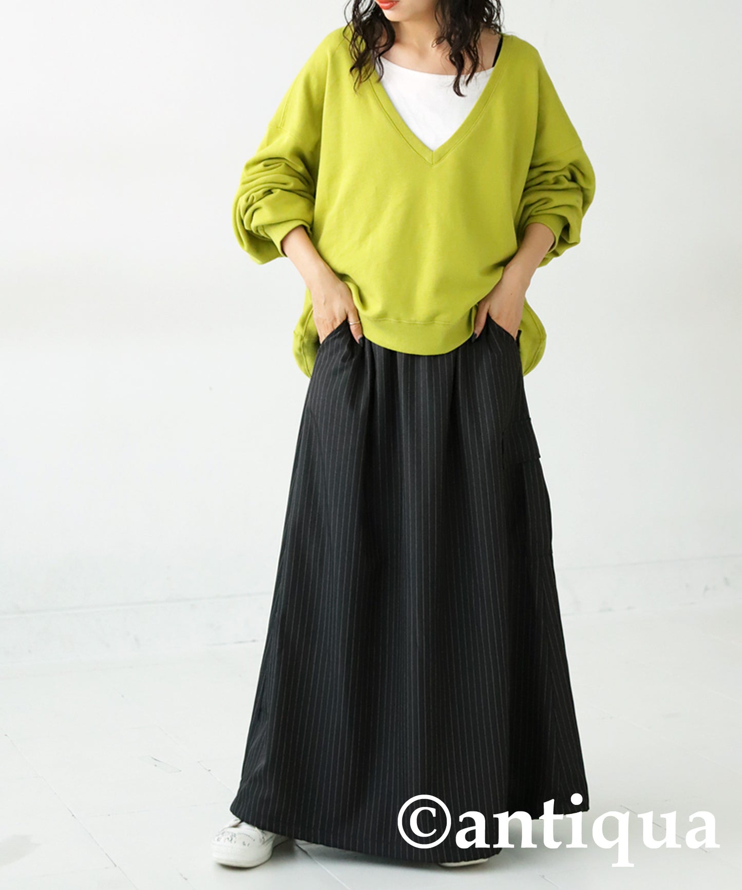 Striped Pattern Cargo Skirt Ladies