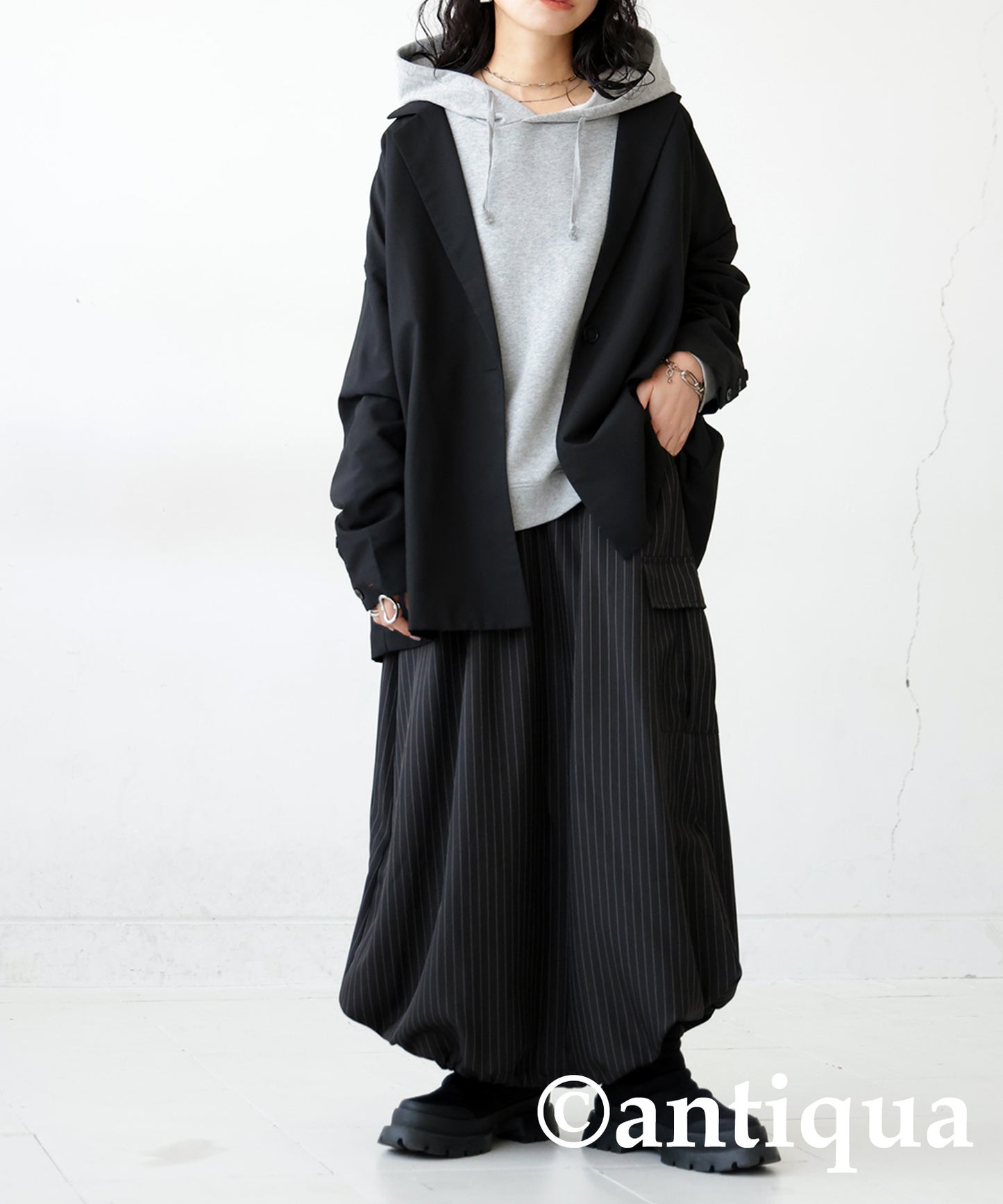 Striped Pattern Cargo Skirt Ladies