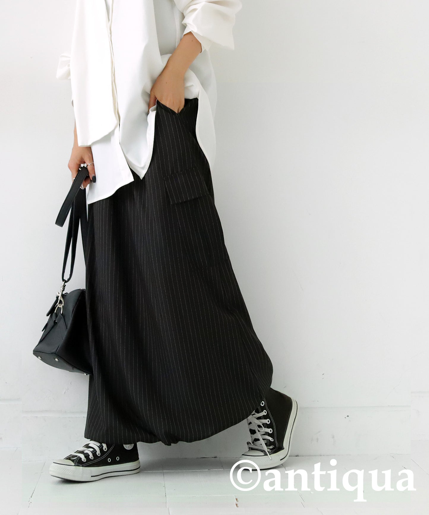 Striped Pattern Cargo Skirt Ladies