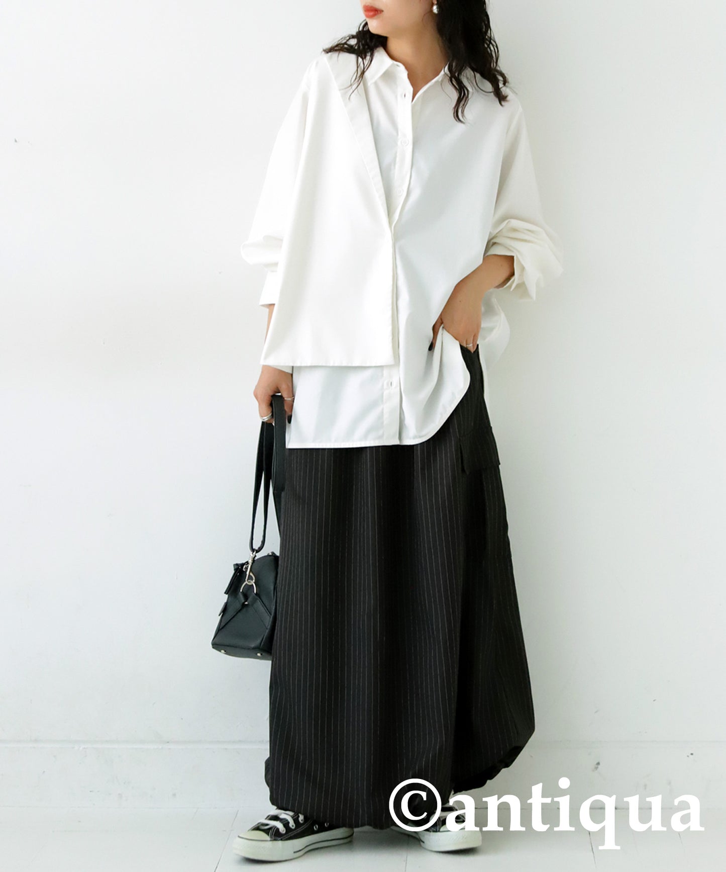 Striped Pattern Cargo Skirt Ladies