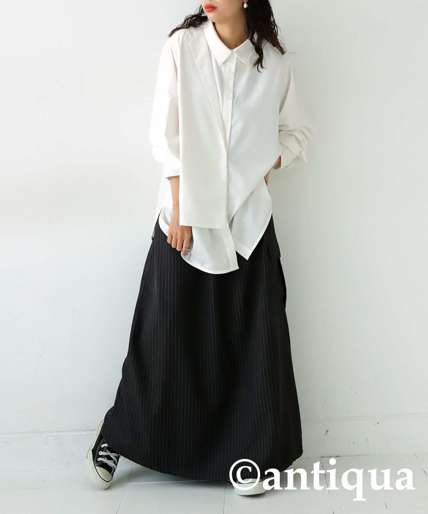 Striped Pattern Cargo Skirt Ladies