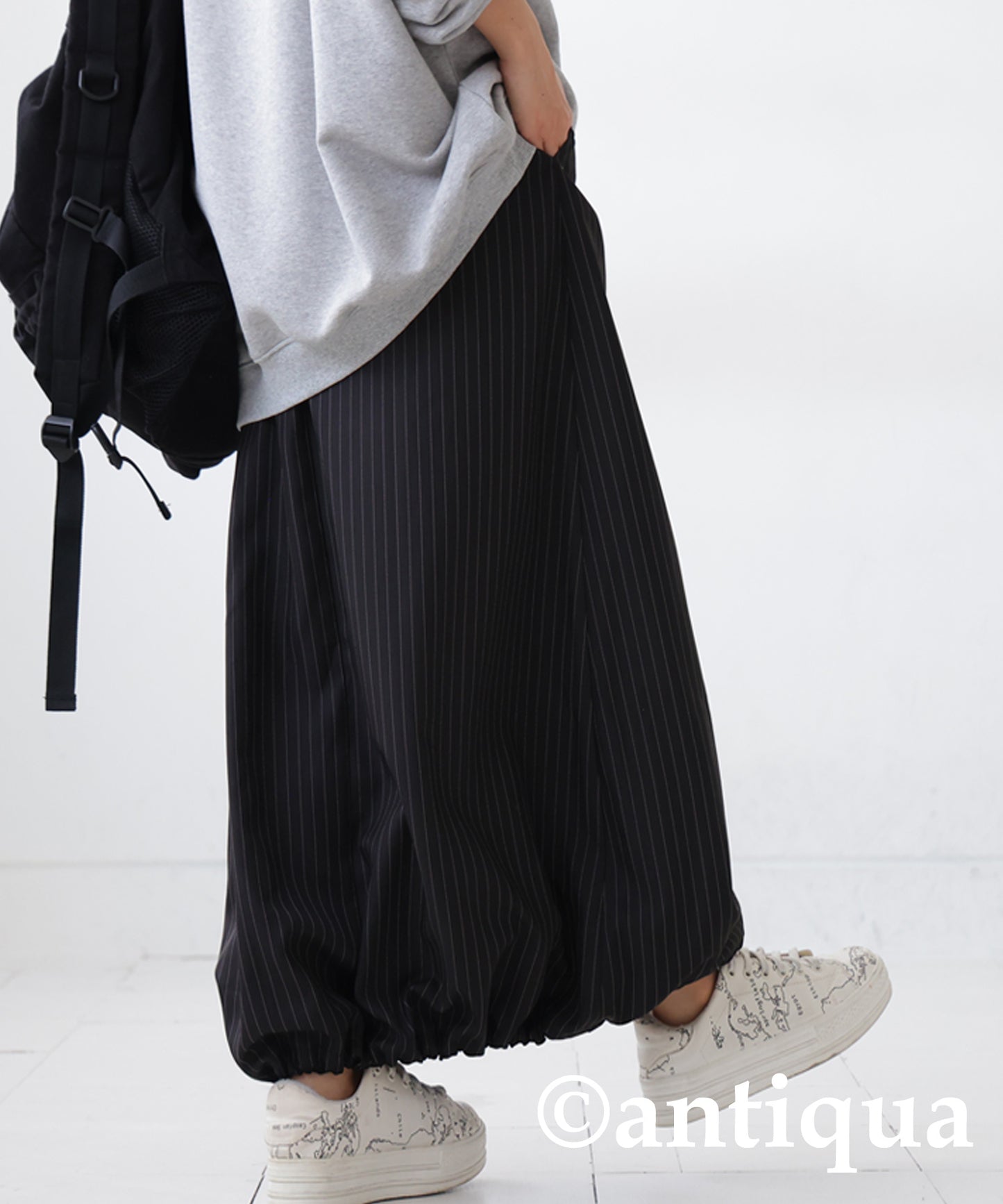 Striped Pattern Cargo Skirt Ladies