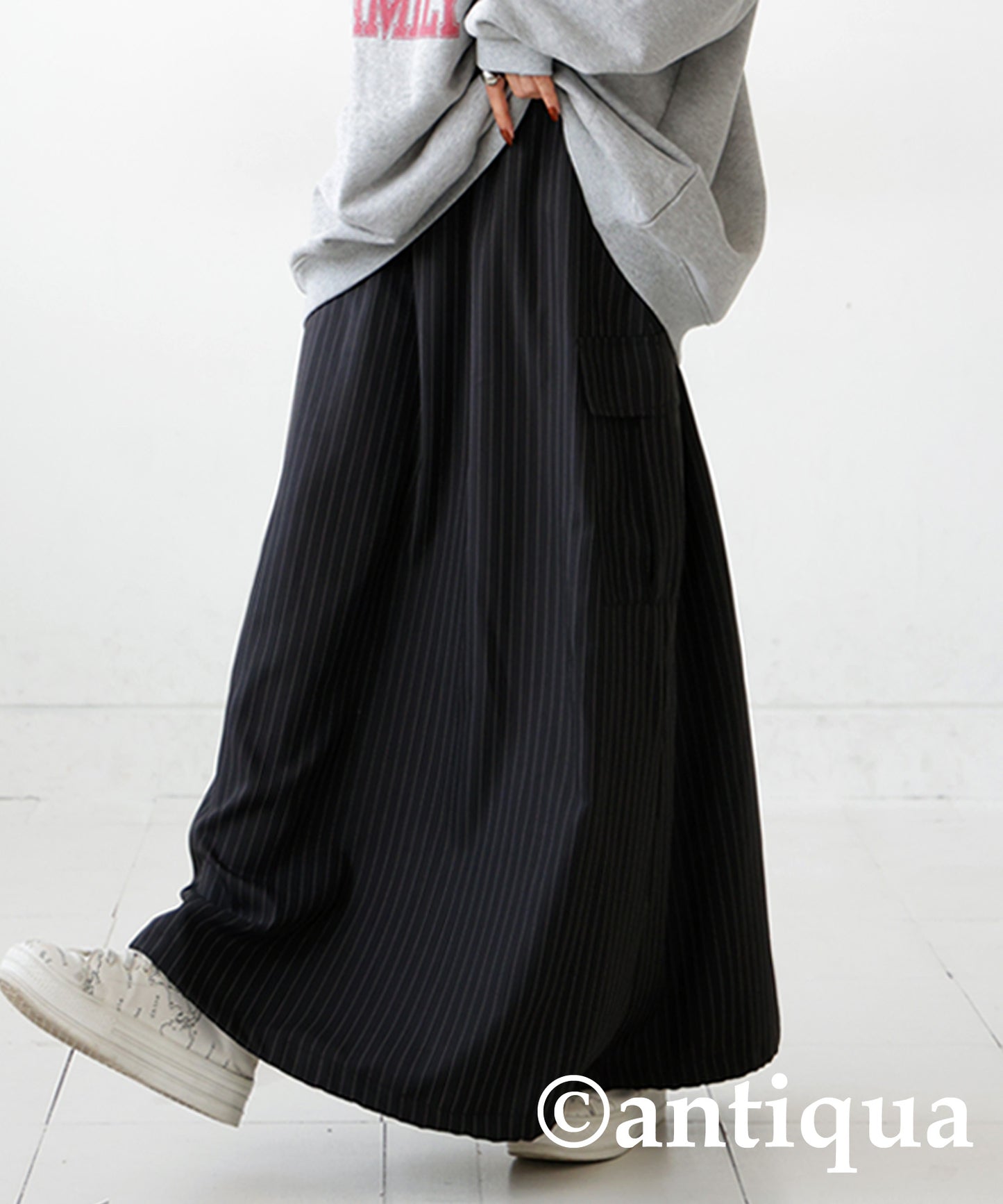 Striped Pattern Cargo Skirt Ladies