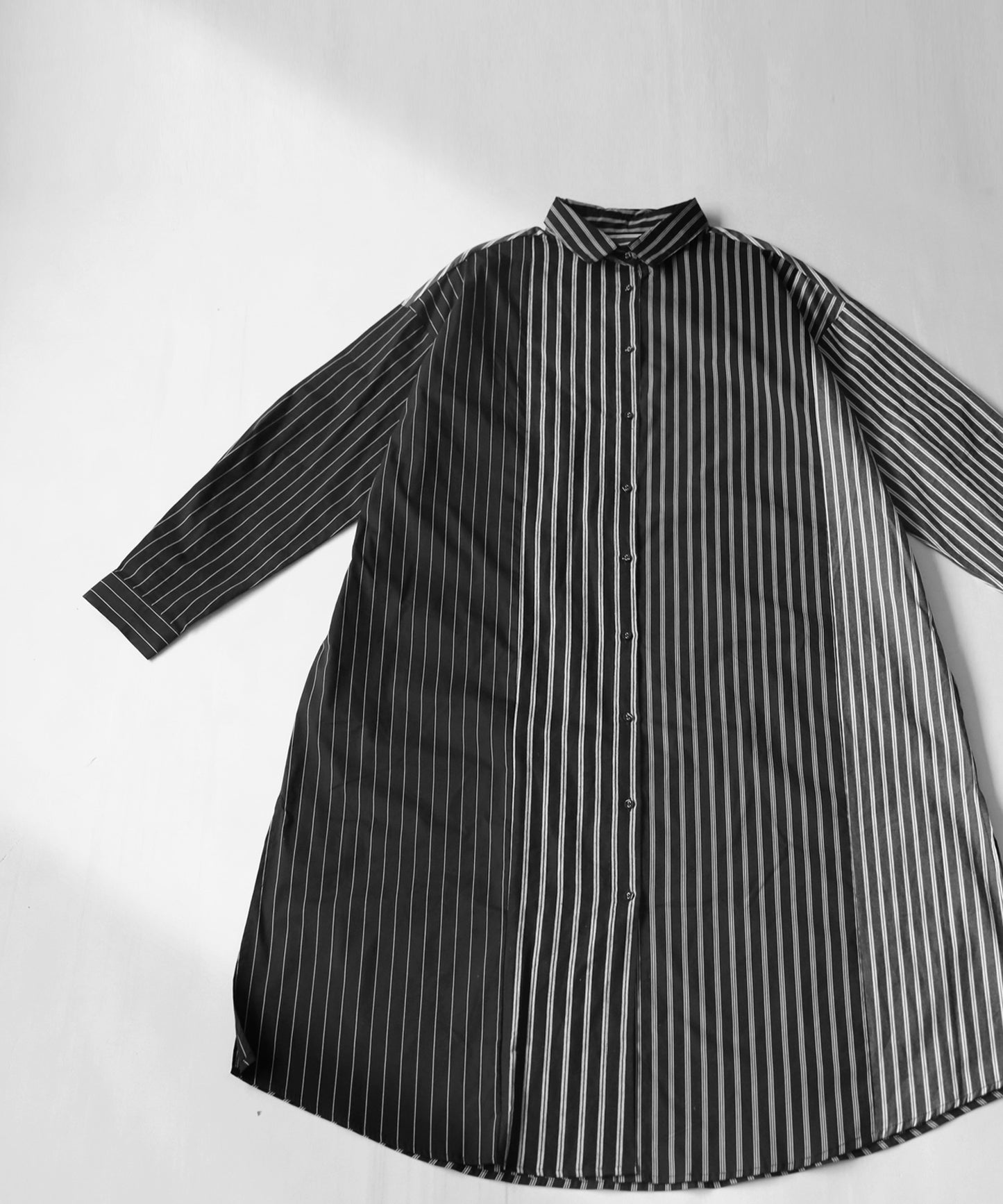 Switching striped shirt dress Ladies