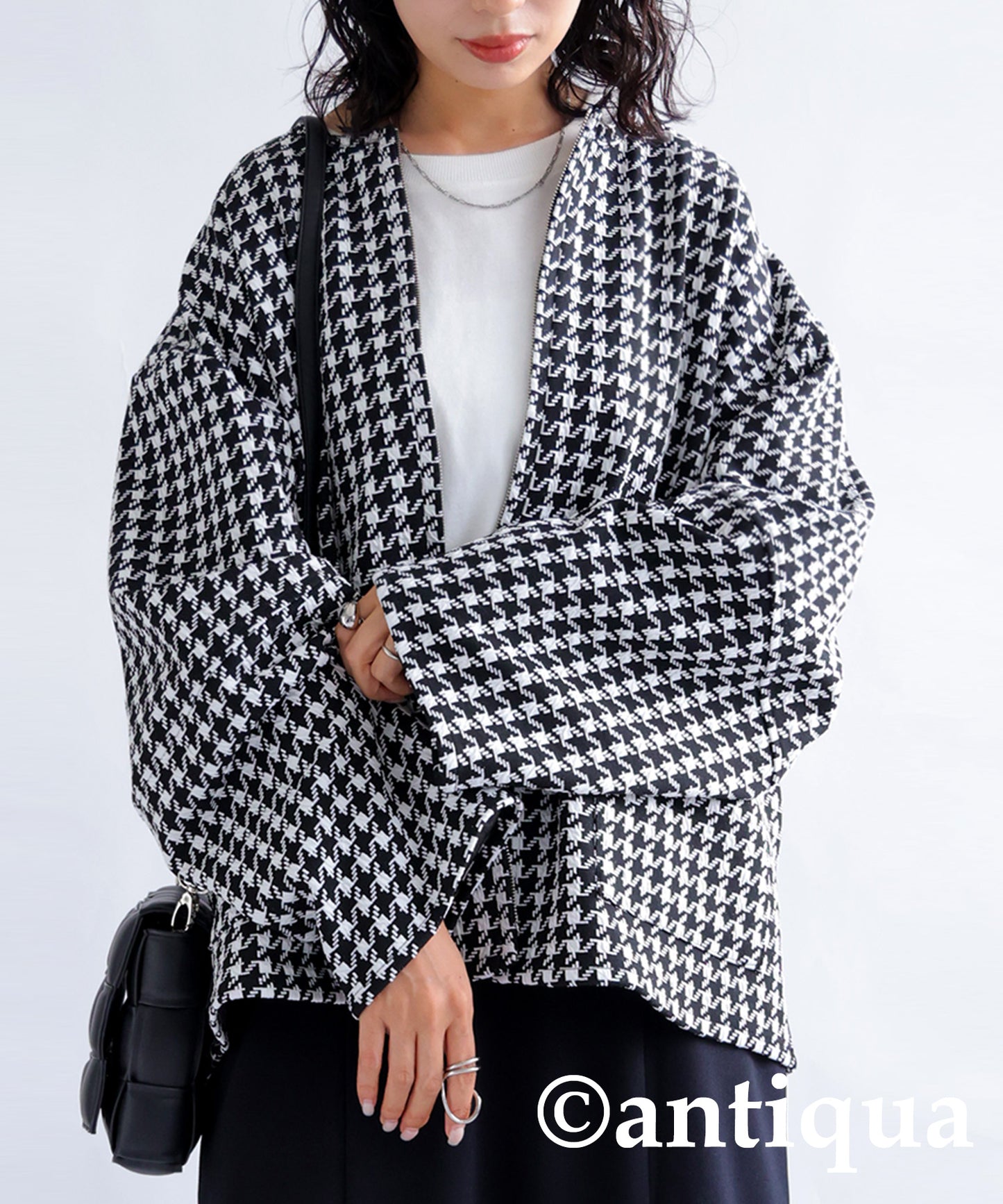 Ladies Knit Blouson (houndstooth)