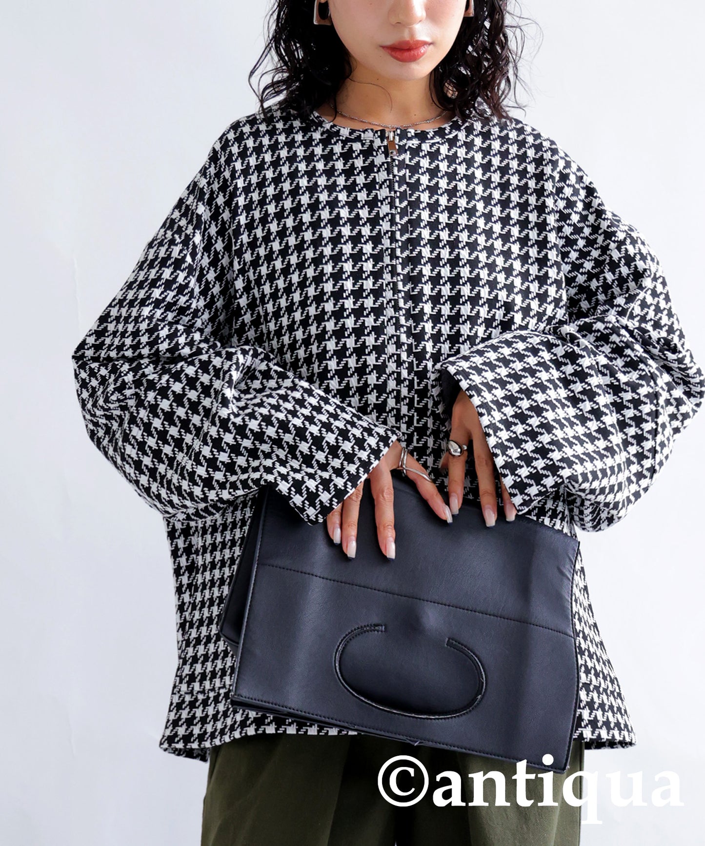 Ladies Knit Blouson (houndstooth)