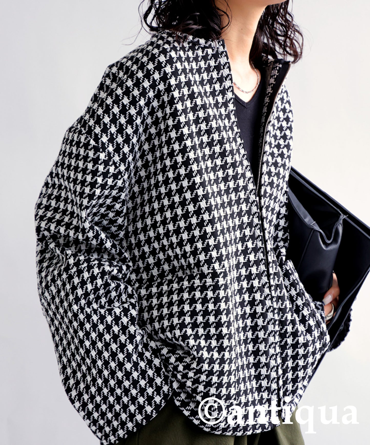 Ladies Knit Blouson (houndstooth)