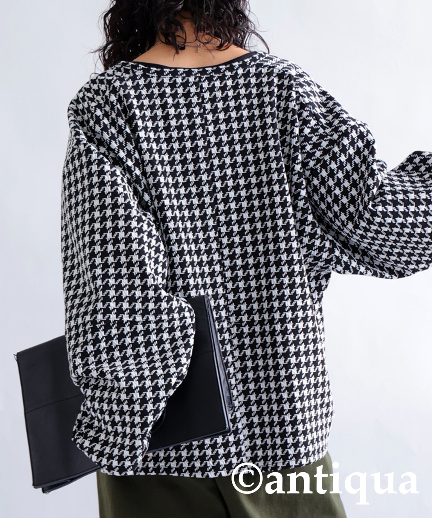 Ladies Knit Blouson (houndstooth)