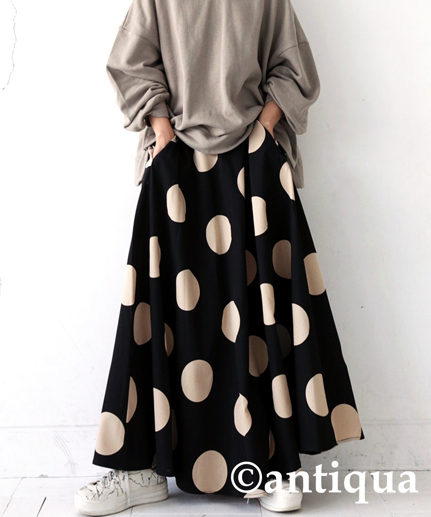 Polka Dots Flare Skirt Ladies