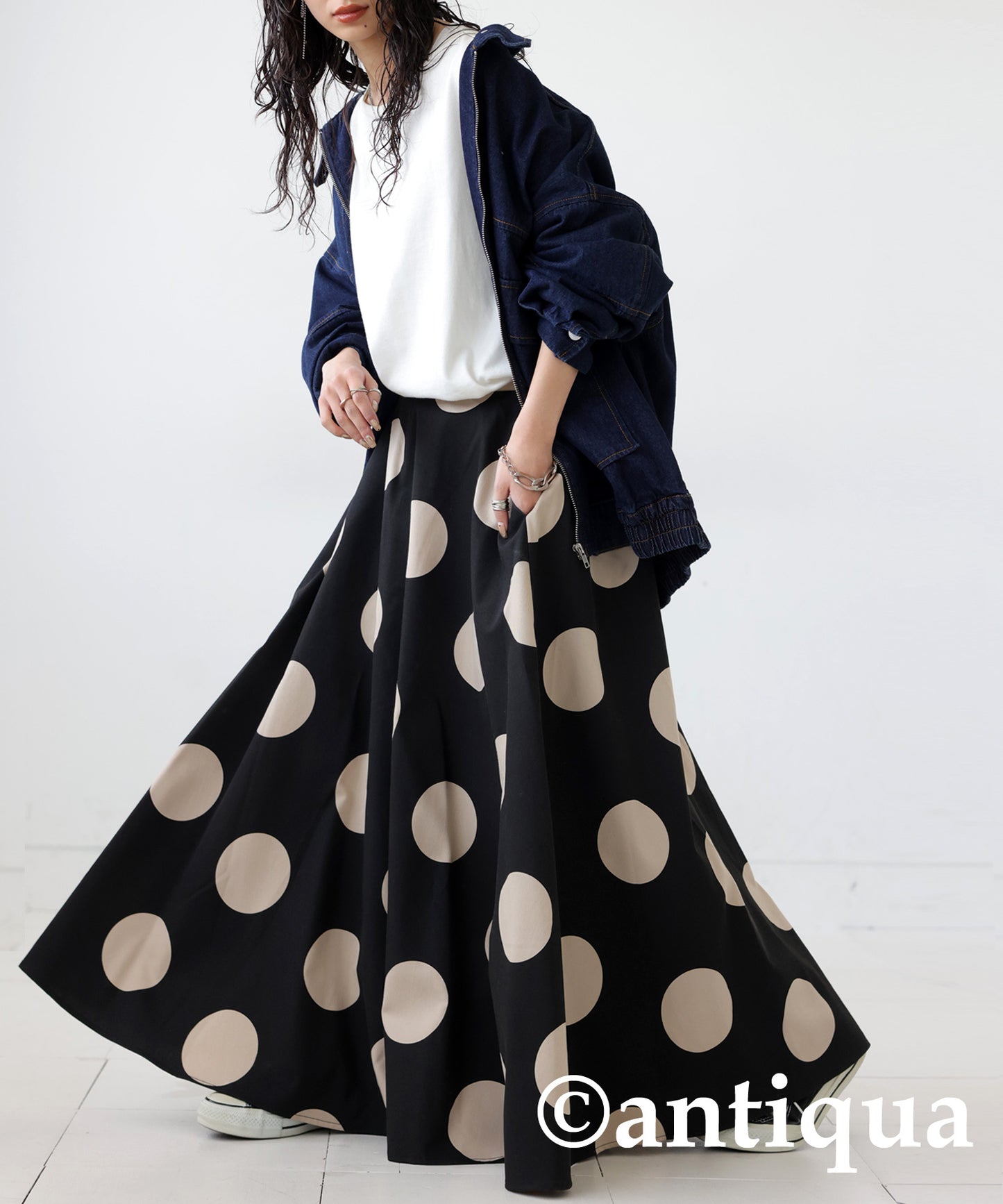 Polka Dots Flare Skirt Ladies