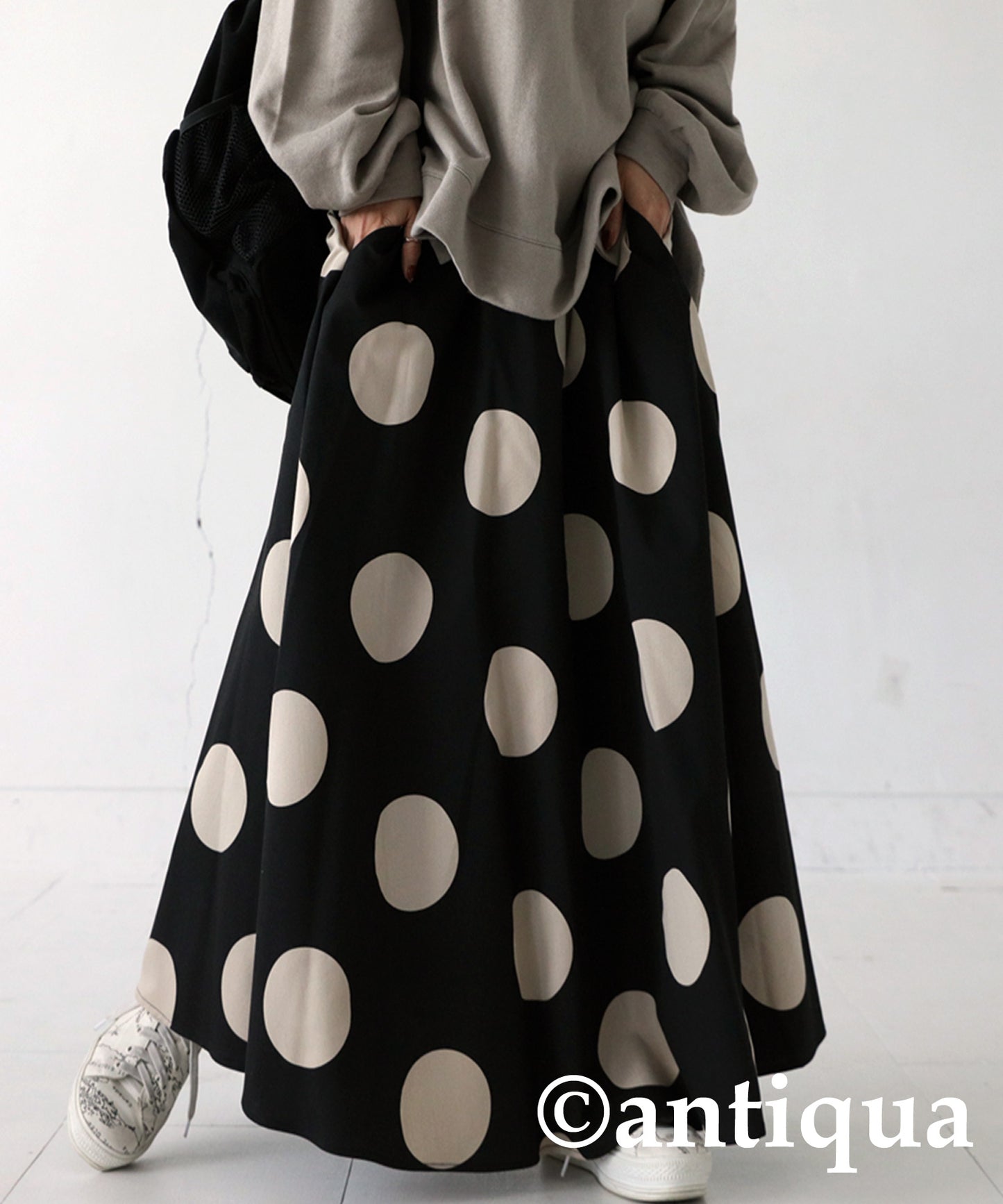 Polka Dots Flare Skirt Ladies