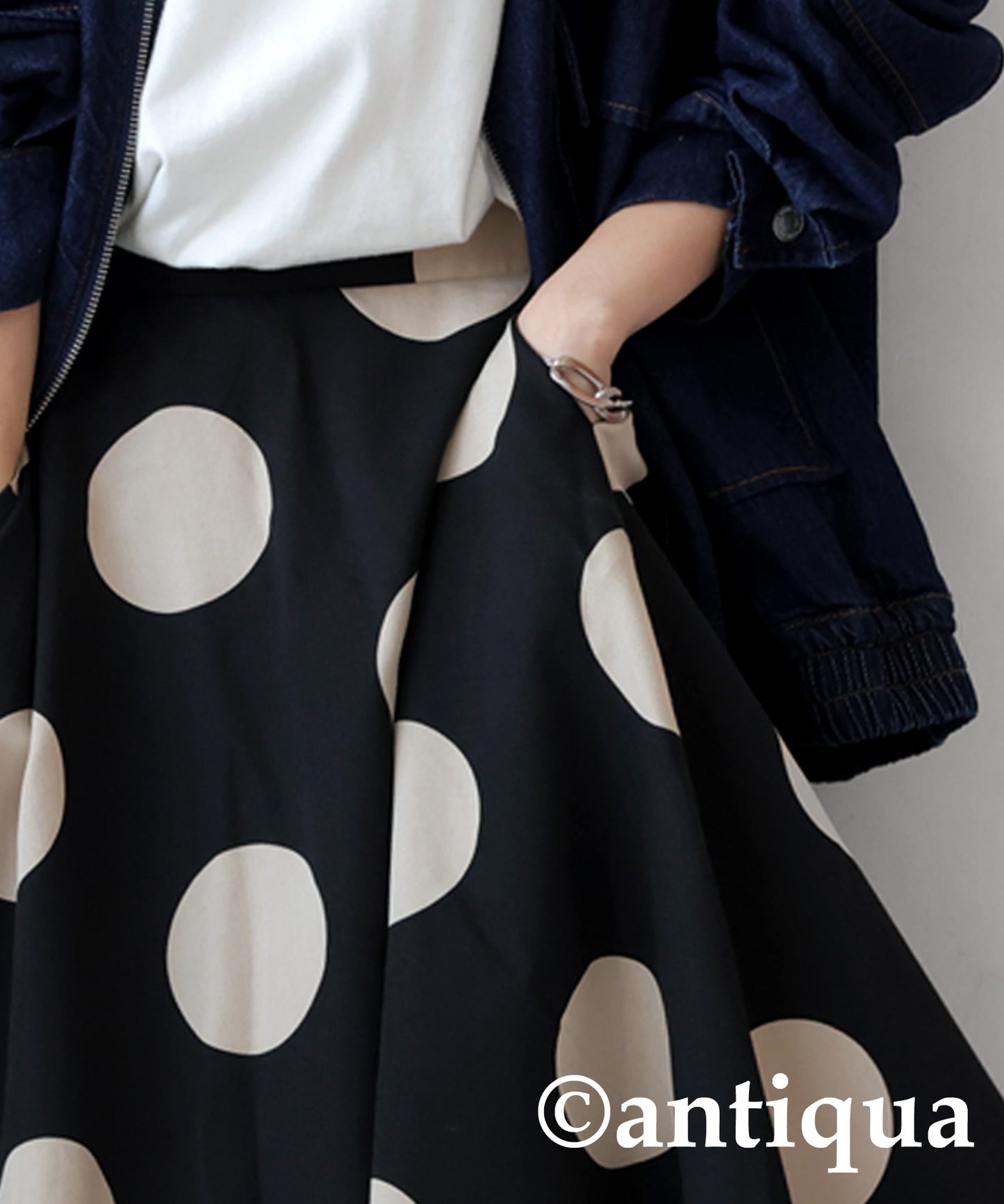 Polka Dots Flare Skirt Ladies