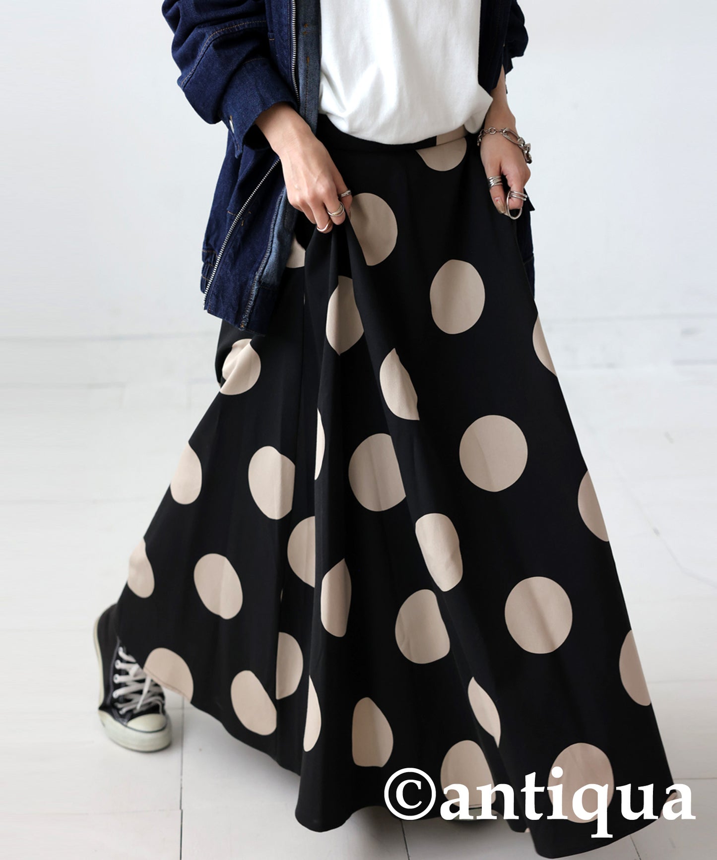 Polka Dots Flare Skirt Ladies