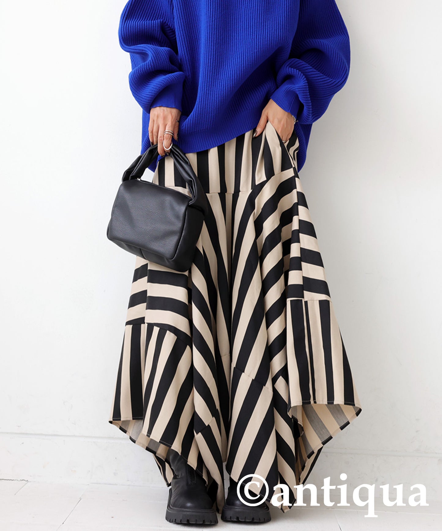 Deformation panel stripe skirt Ladies