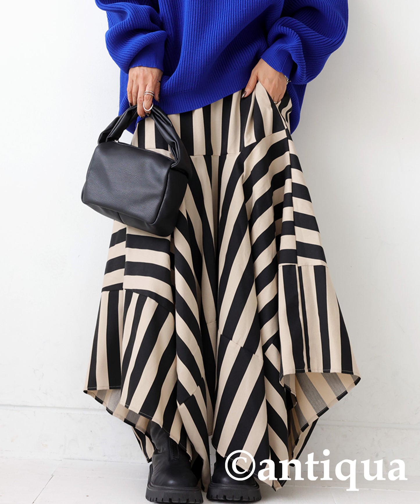 Deformation panel stripe skirt Ladies