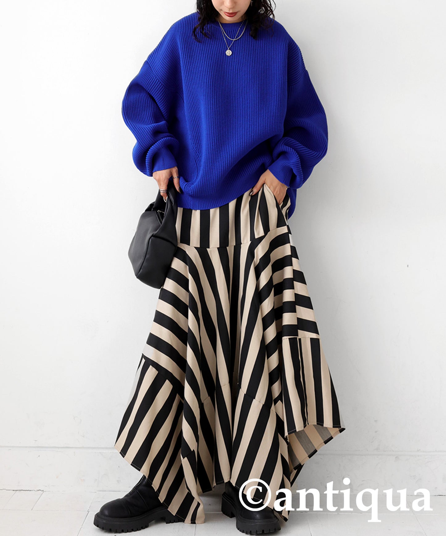 Deformation panel stripe skirt Ladies