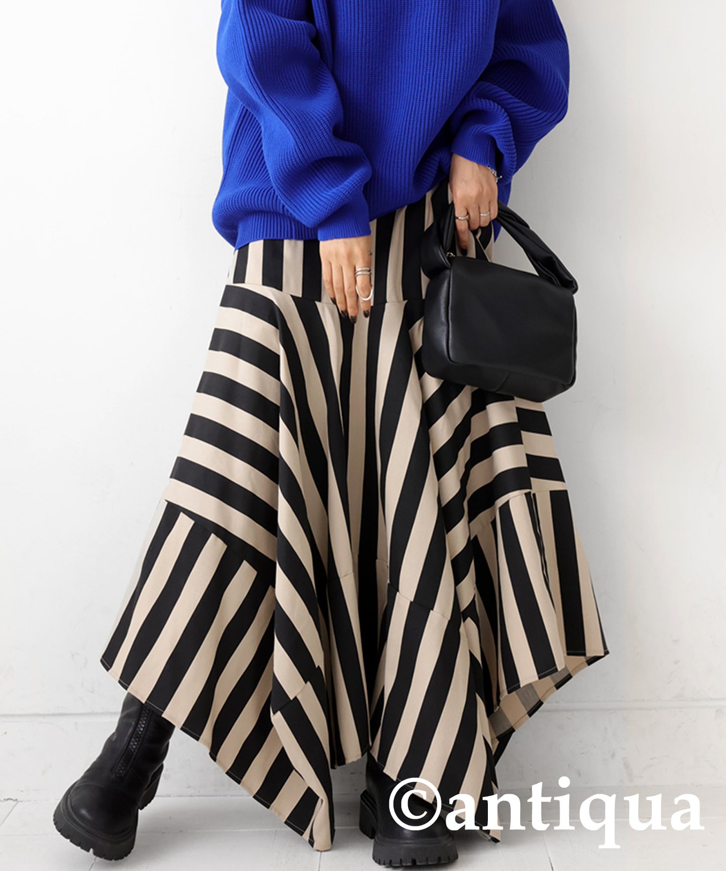 Deformation panel stripe skirt Ladies