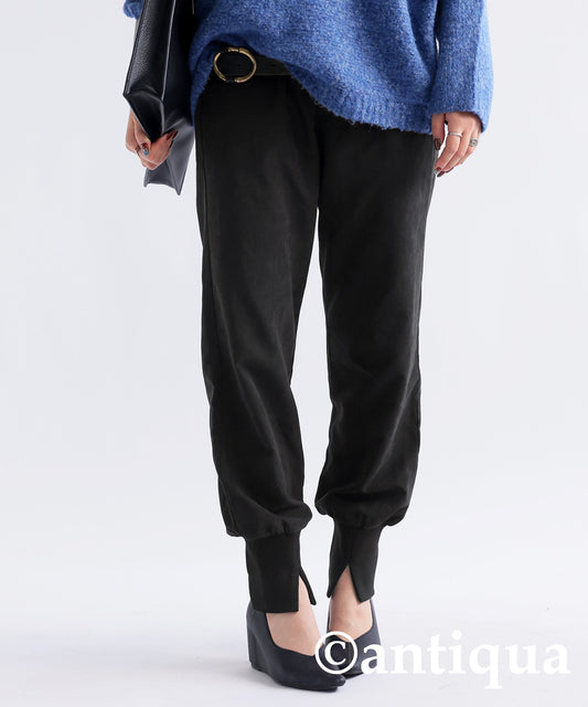 Suede Fabric Rib Pants Ladies