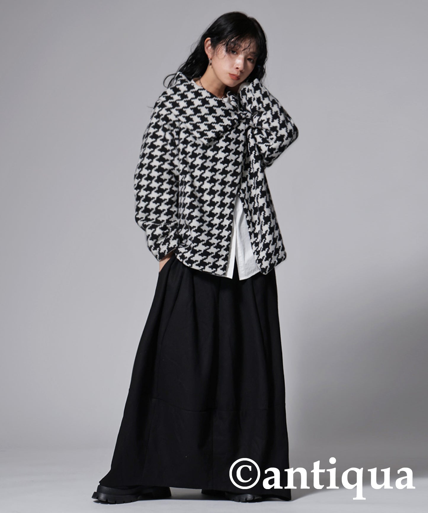 Houndstooth pattern design coat Ladies