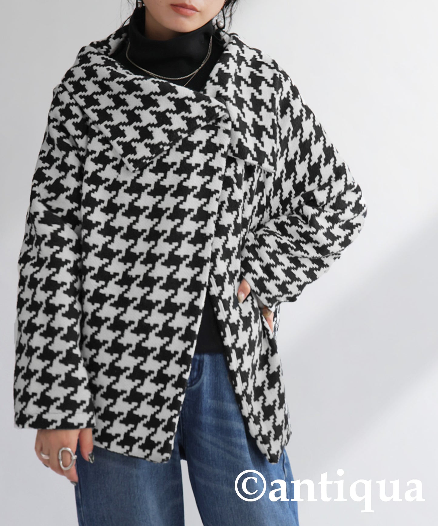 Houndstooth pattern design coat Ladies