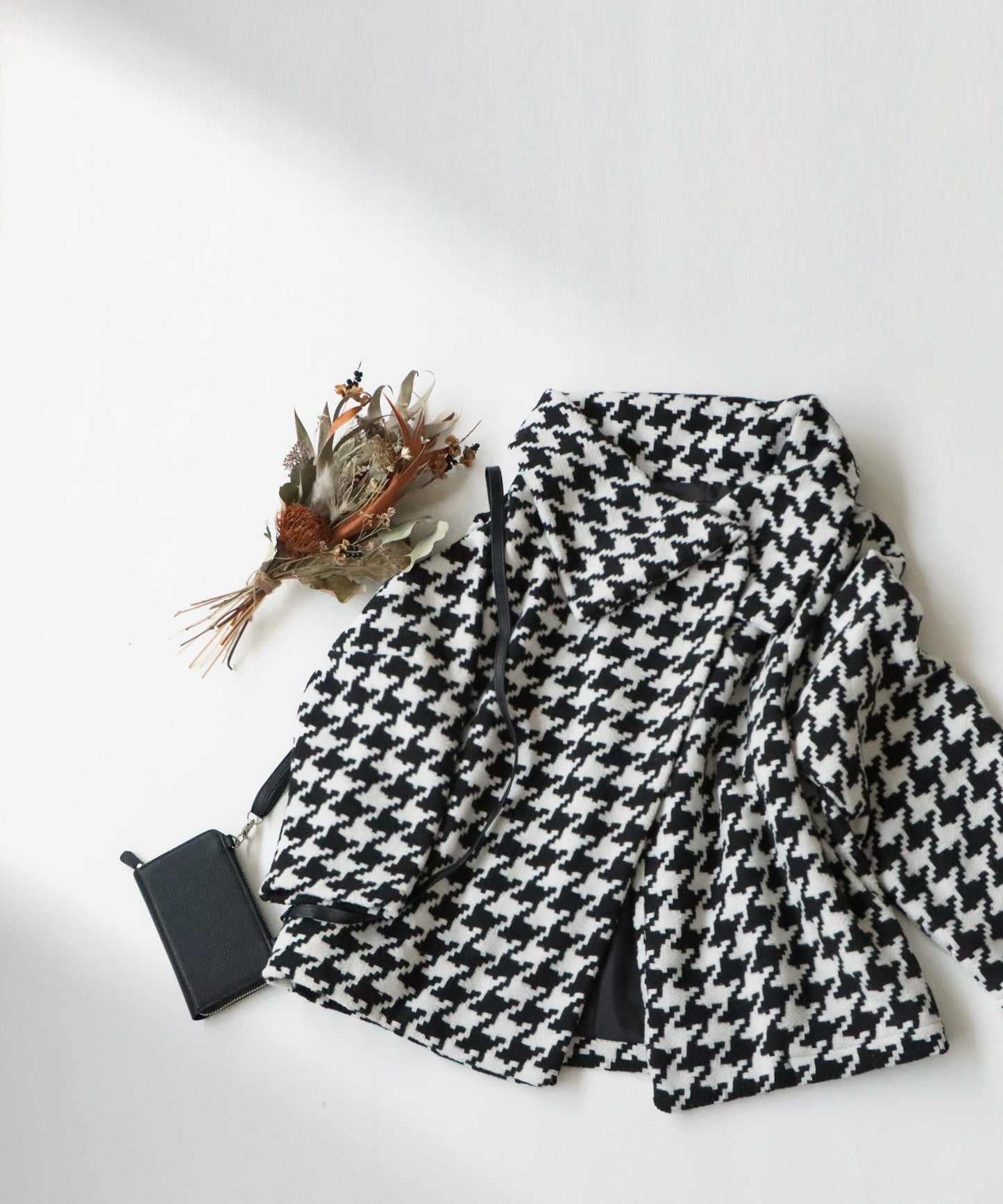 Houndstooth pattern design coat Ladies