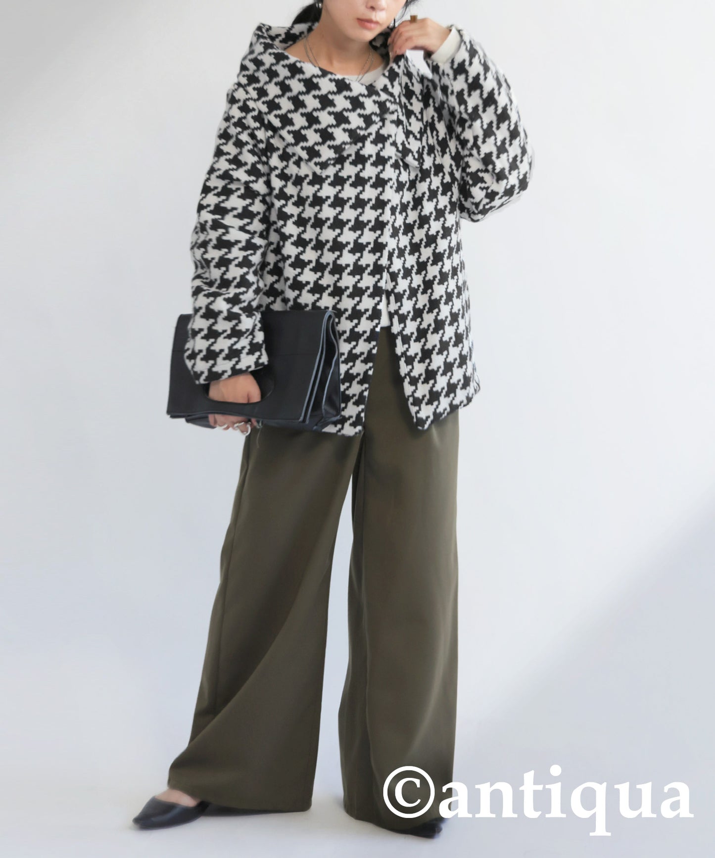 Houndstooth pattern design coat Ladies