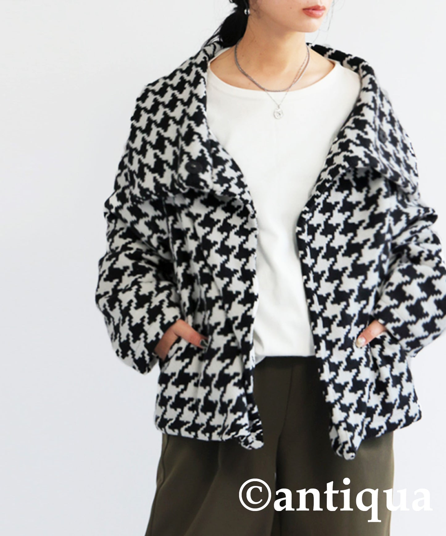 Houndstooth pattern design coat Ladies