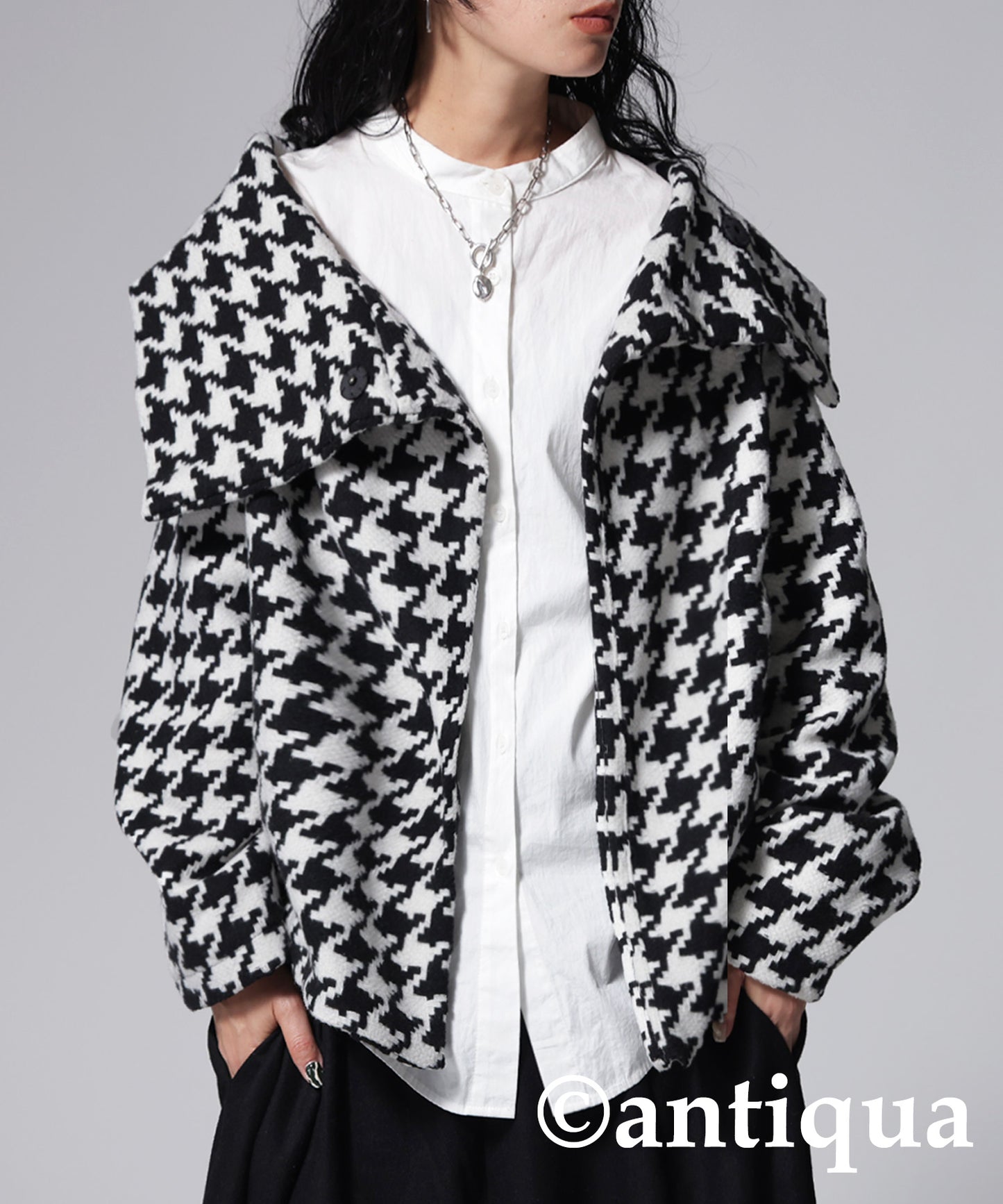 Houndstooth pattern design coat Ladies