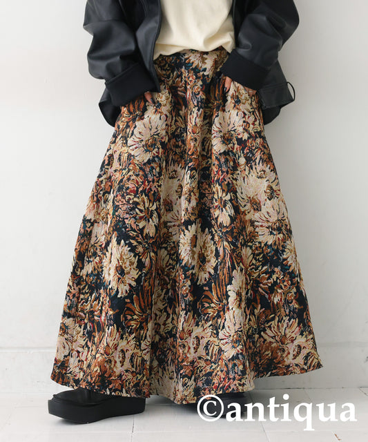 Floral Jacquard Flare Skirt Ladies