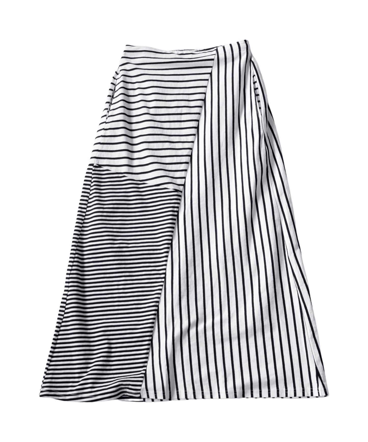 Stripe Pattern Flare Skirt Ladies