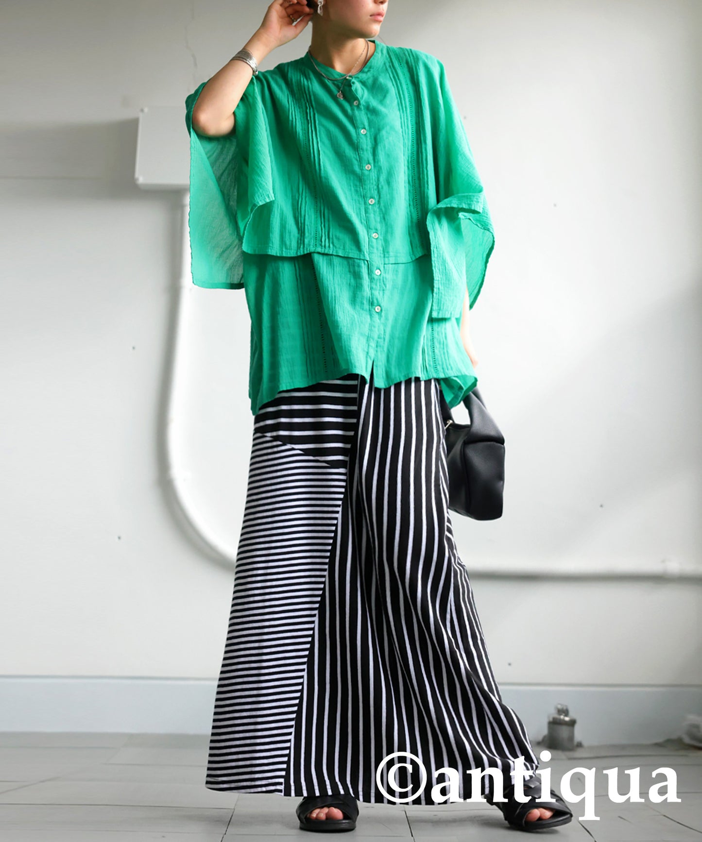 Stripe Pattern Flare Skirt Ladies