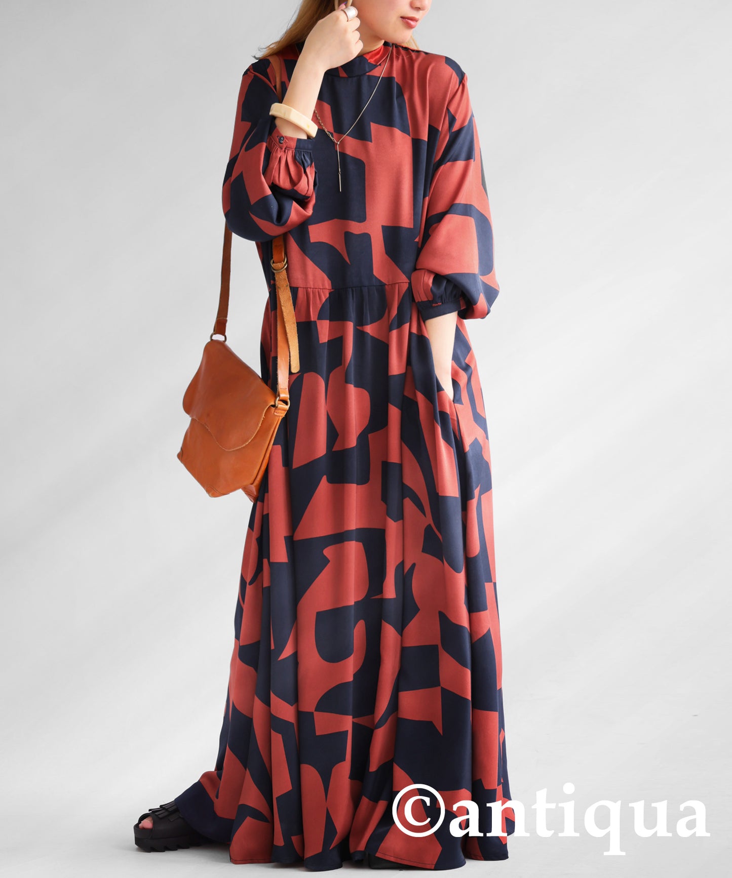 Geometric Pattern Long Dress Ladies