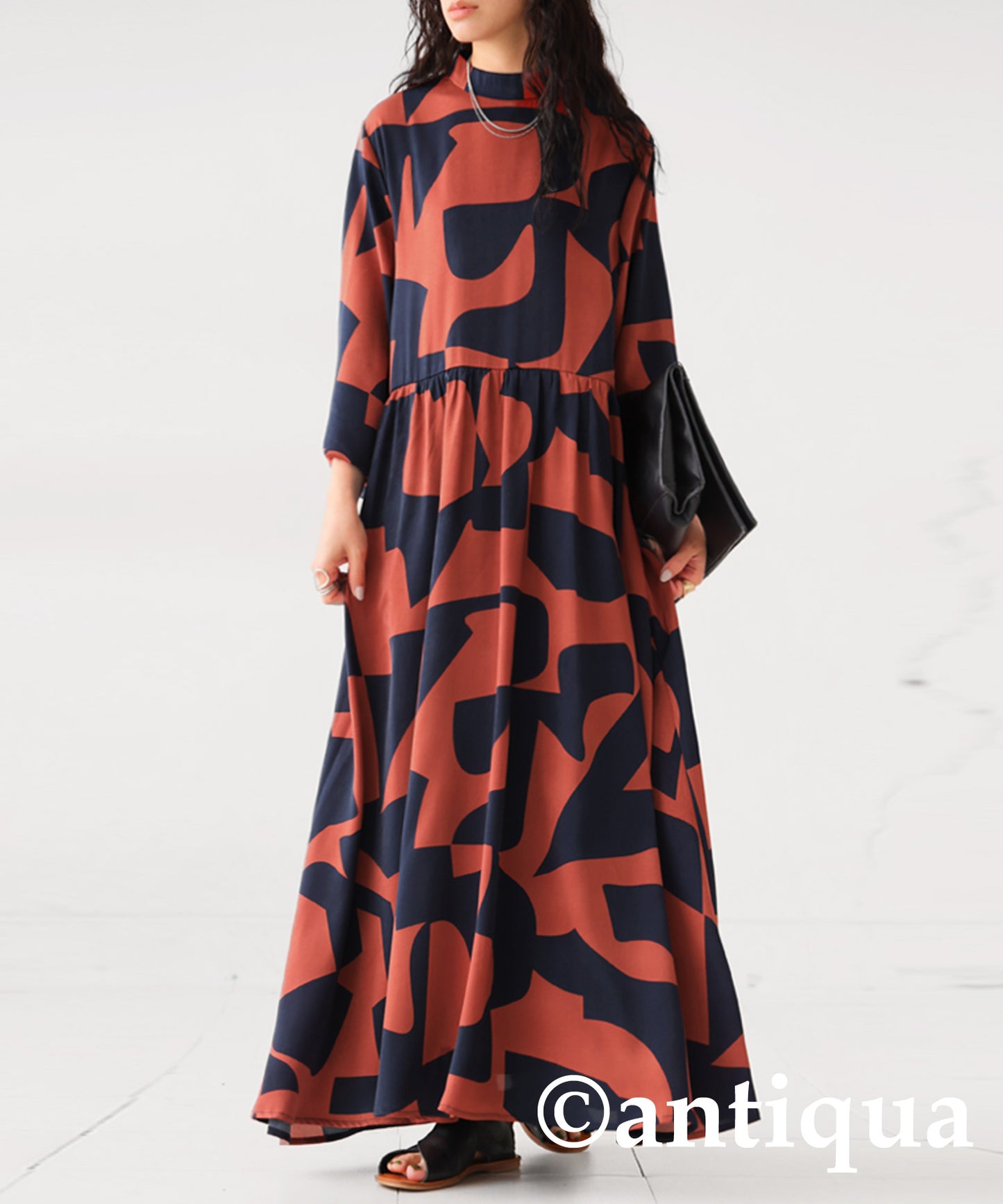 Geometric Pattern Long Dress Ladies