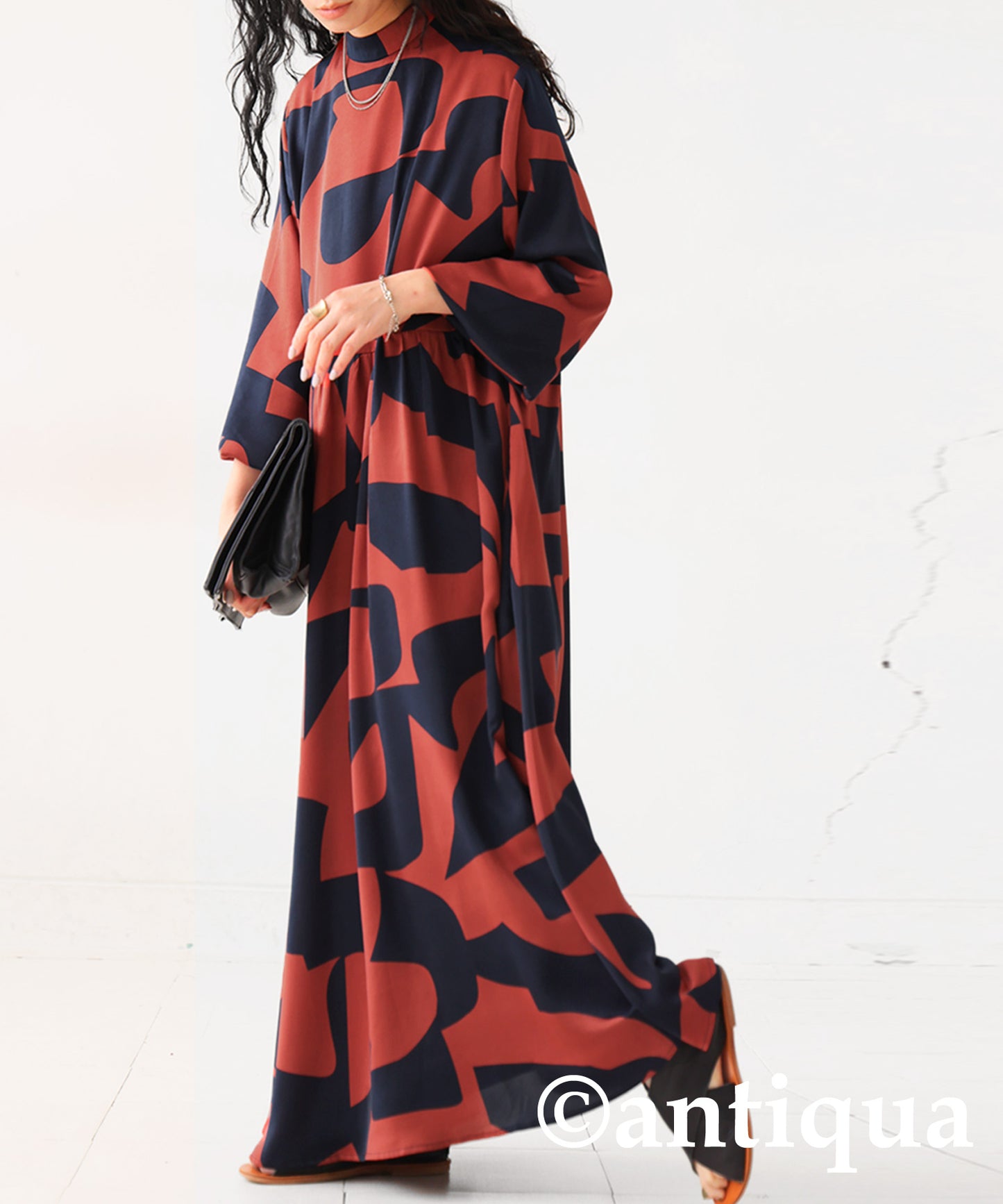 Geometric Pattern Long Dress Ladies