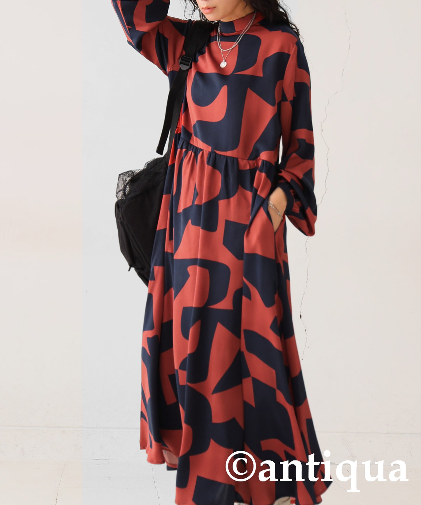 Geometric Pattern Long Dress Ladies