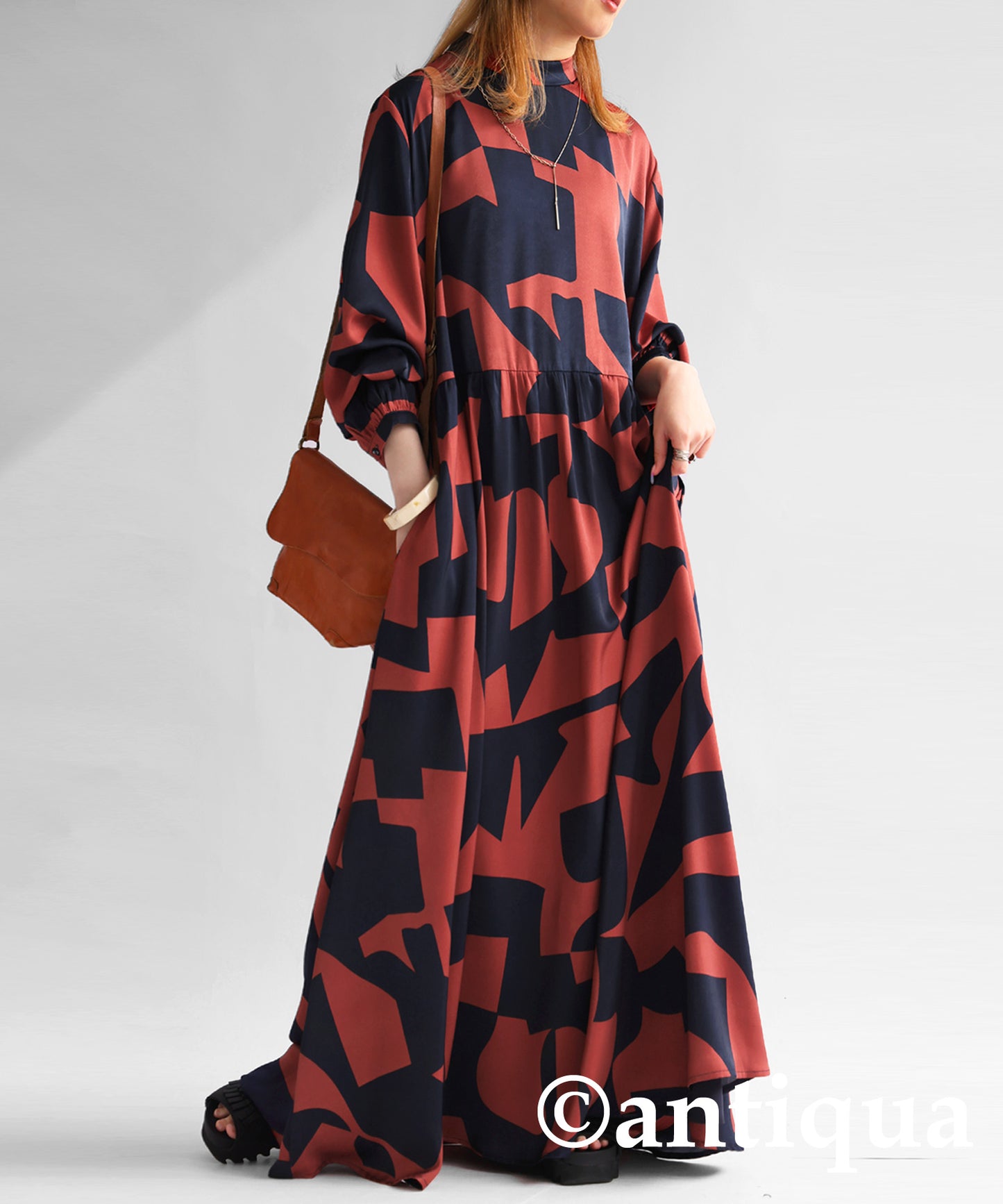 Geometric Pattern Long Dress Ladies