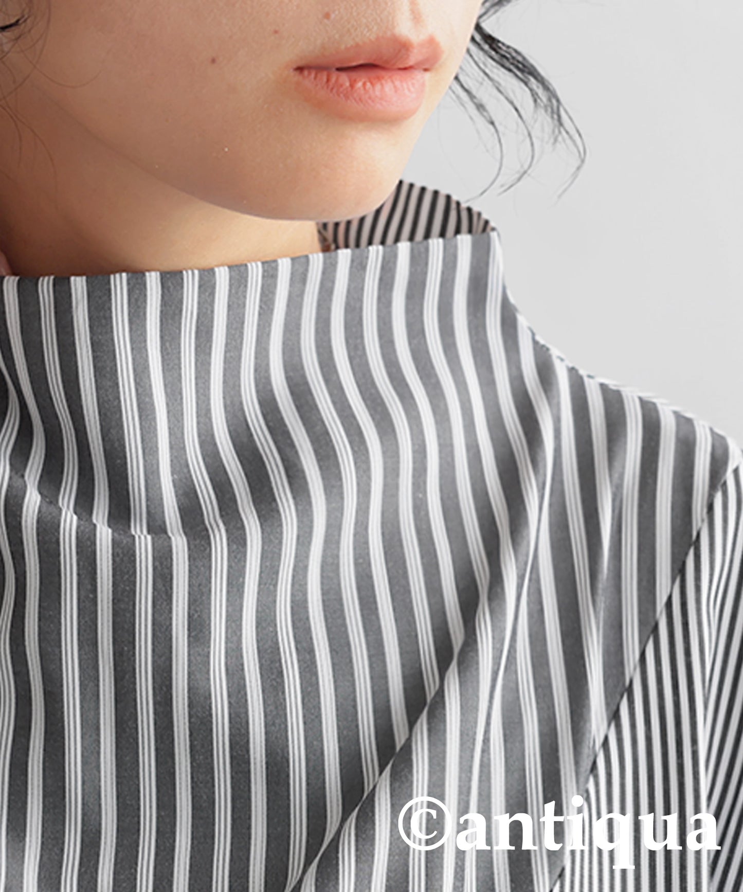 High Neck Striped Tops Ladies