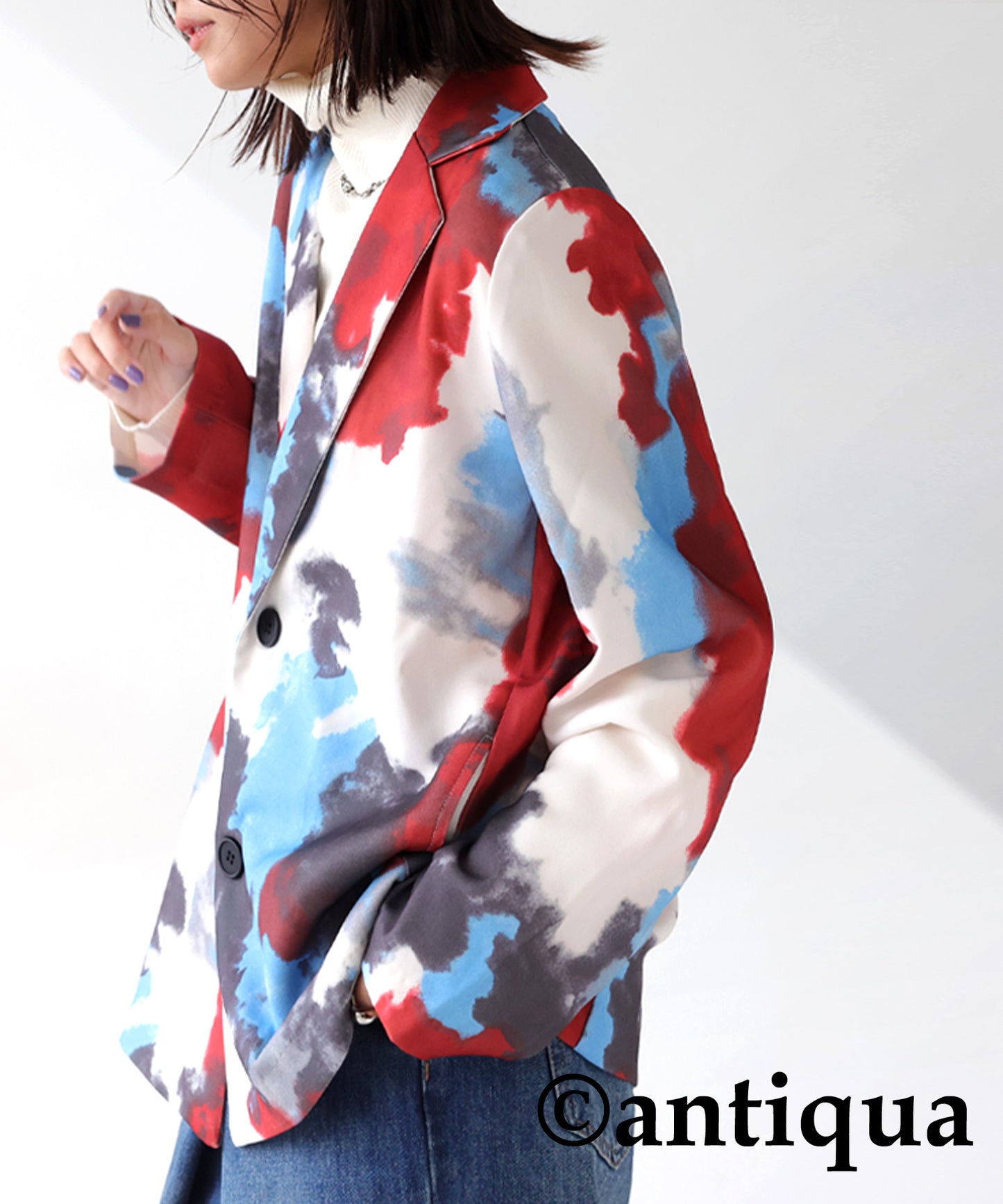 Watercolor Pattern Jacket Ladies