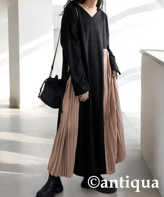 Switching Pleated Dress Ladies