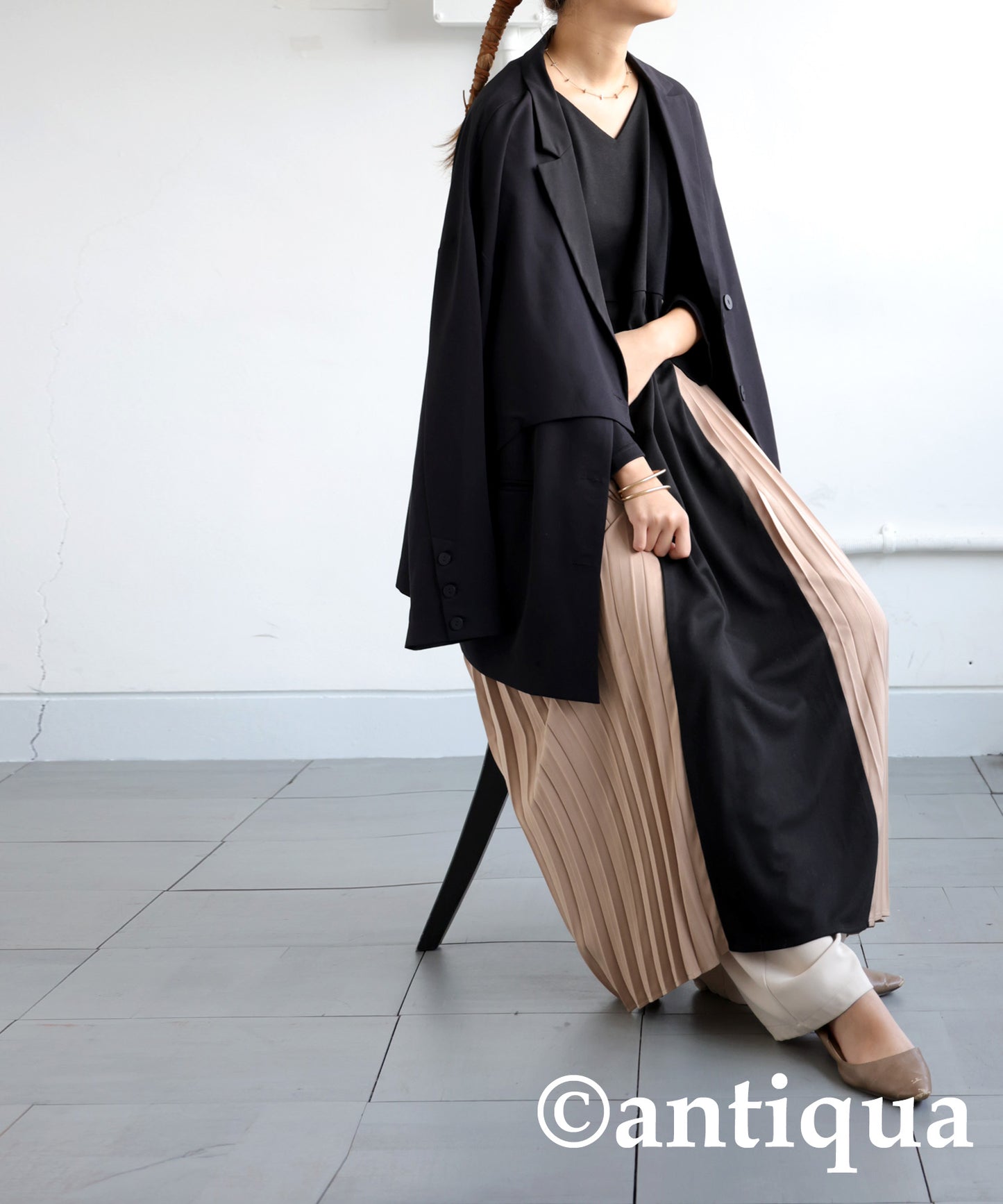 Switching Pleated Dress Ladies