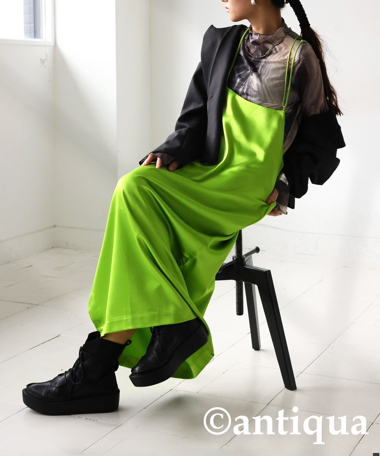Glossy Overalls Skirt Ladies