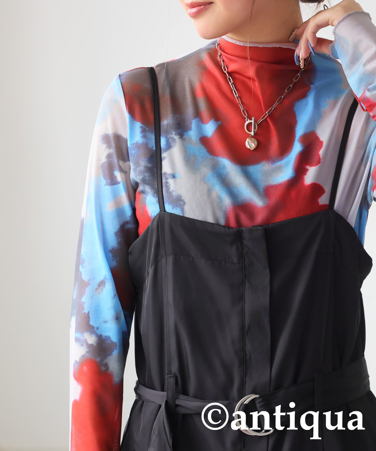 Watercolor Print Sheer Tops Ladies